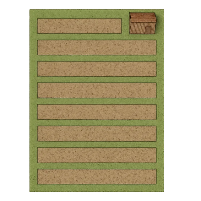 Scale illustration of 250 m² allotment, calibrated to its length measurement.
