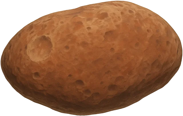 Scale illustration of Amalthea, calibrated to its mean-equivalent diameter measurement.