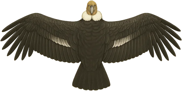 Scale illustration of Andean condor, calibrated to its defined adult wingspan measurement.