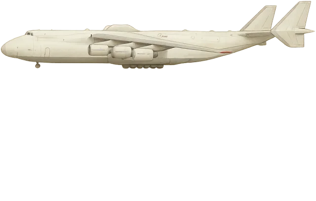 Scale illustration of Antonov An-225 Mriya, calibrated to its overall length measurement.