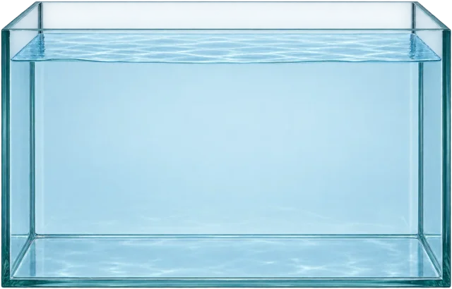 Scale illustration of 60 litre aquarium, calibrated to its volume measurement.