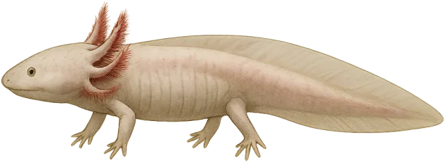 Scale illustration of Axolotl, calibrated to its representative total length measurement.
