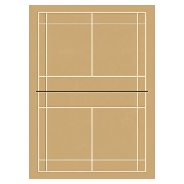 Scale illustration of Badminton court, calibrated to its length measurement.