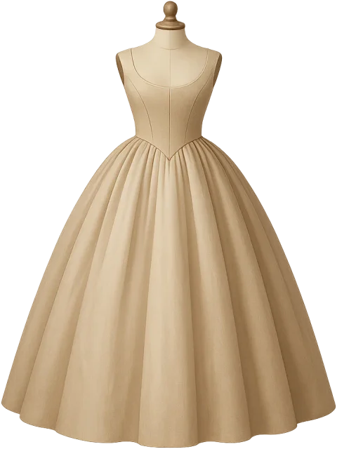 Scale illustration of Ball gown, calibrated to its defined shoulder-to-hem height measurement.