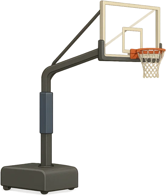 Scale illustration of Basketball hoop standard, calibrated to its defined overall standard height measurement.