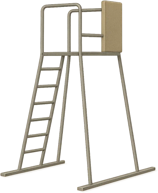 Scale illustration of Beach volleyball referee stand, calibrated to its defined overall stand height measurement.
