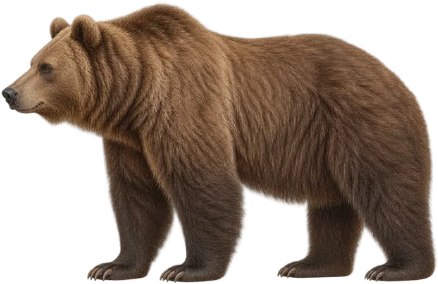 Scale illustration of Brown bear, calibrated to its length measurement.