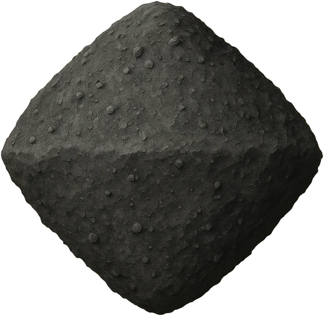 Scale illustration of Bennu asteroid, calibrated to its representative equatorial diameter measurement.