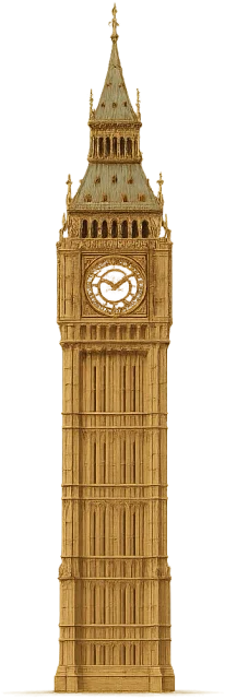 Scale illustration of Elizabeth Tower, calibrated to its overall height measurement.