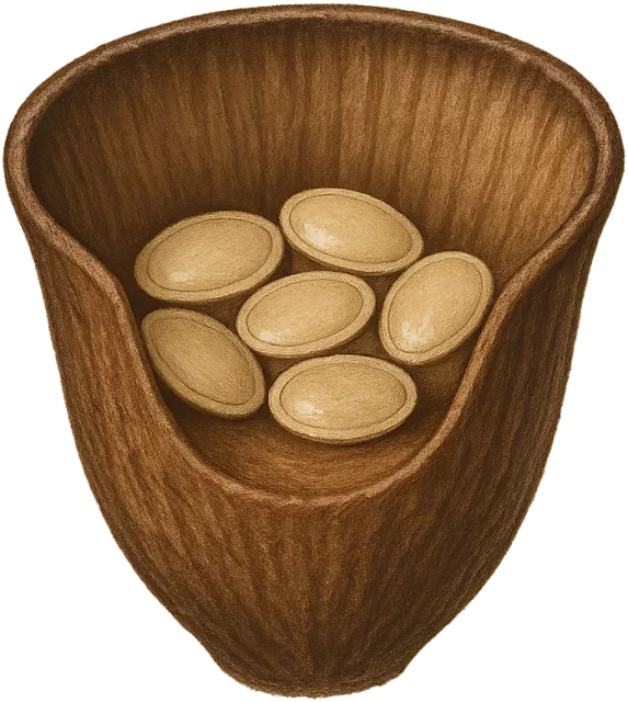 Scale illustration of Bird’s nest fungus, calibrated to its defined fruiting-body height measurement.