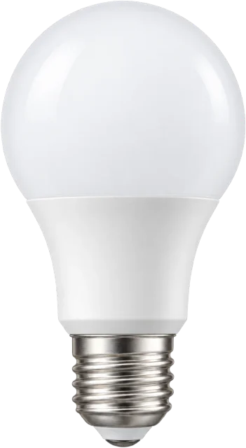 Scale illustration of LED bulb, calibrated to its power measurement.