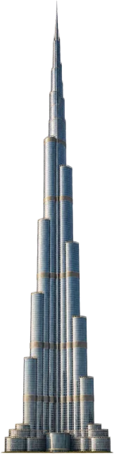 Scale illustration of Burj Khalifa, calibrated to its height measurement.