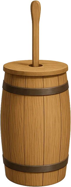 Scale illustration of Butter churn, calibrated to its defined nominal capacity measurement.