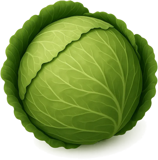 Scale illustration of Cabbage head, calibrated to its defined head diameter measurement.
