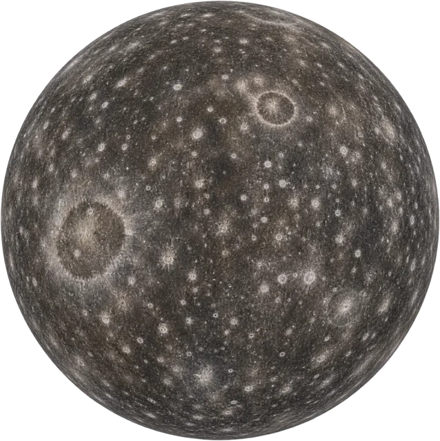 Scale illustration of Callisto, calibrated to its mean diameter measurement.