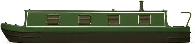 Scale illustration of Canal narrowboat, calibrated to its defined hull length measurement.
