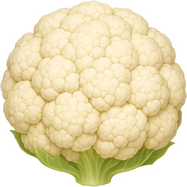Scale illustration of Cauliflower head, calibrated to its defined curd diameter measurement.