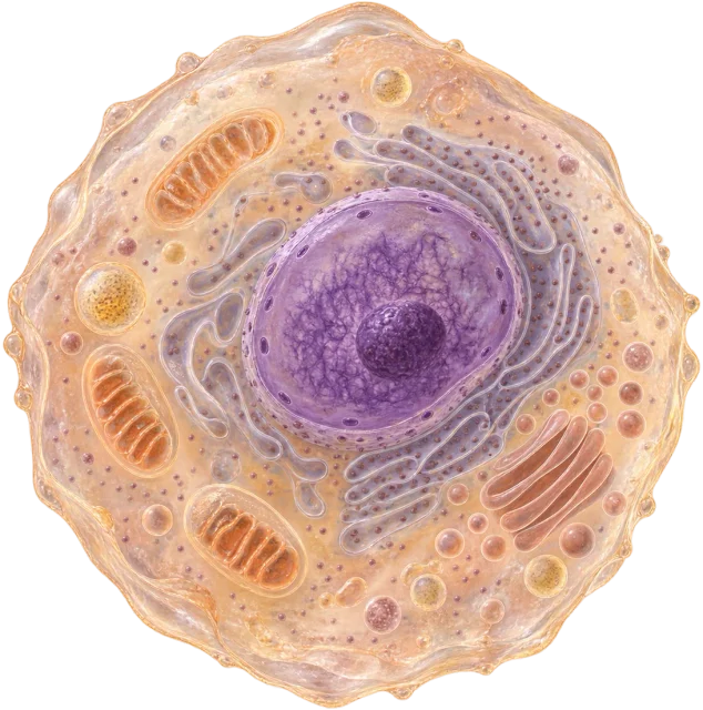 Scale illustration of 10 µm cell, calibrated to its diameter measurement.