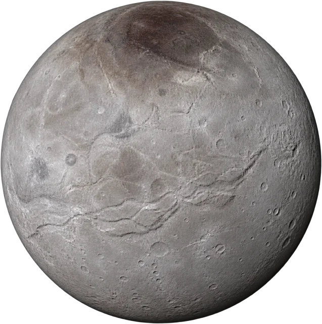 Scale illustration of Charon, calibrated to its mean diameter measurement.