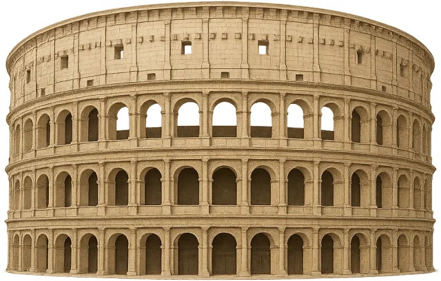 Scale illustration of Colosseum, calibrated to its major exterior axis measurement.