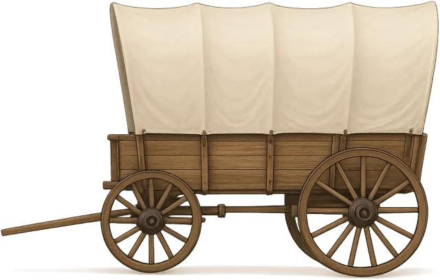 Scale illustration of Covered wagon, calibrated to its defined vehicle length measurement.