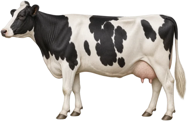 Scale illustration of Cow, calibrated to its body length measurement.