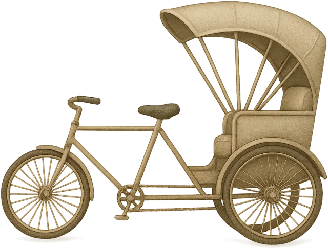 Scale illustration of Cycle rickshaw, calibrated to its defined overall length measurement.
