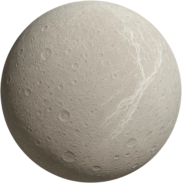 Scale illustration of Dione, calibrated to its mean-equivalent diameter measurement.