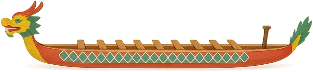 Scale illustration of Dragon boat, calibrated to its standard racing hull length measurement.