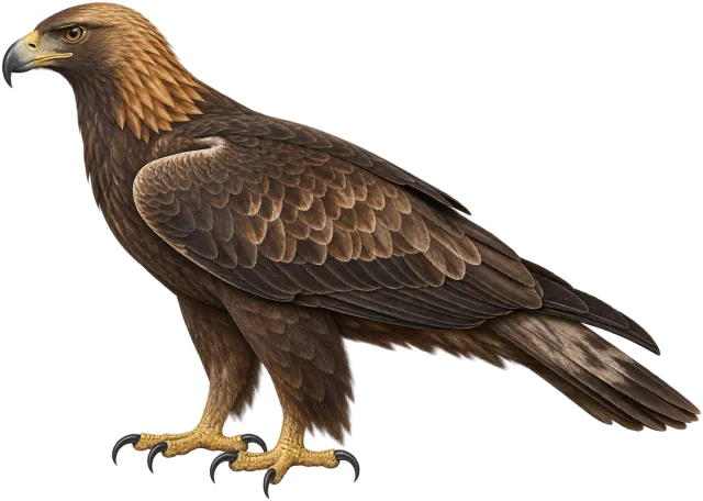 Scale illustration of Golden eagle, calibrated to its length measurement.