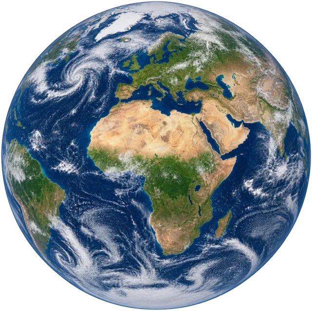 Scale illustration of Earth, calibrated to its mean diameter measurement.
