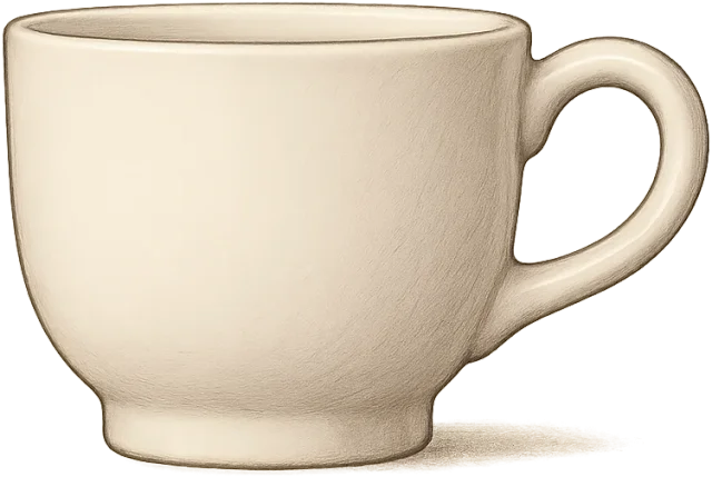 Scale illustration of Espresso demitasse, calibrated to its defined nominal capacity measurement.