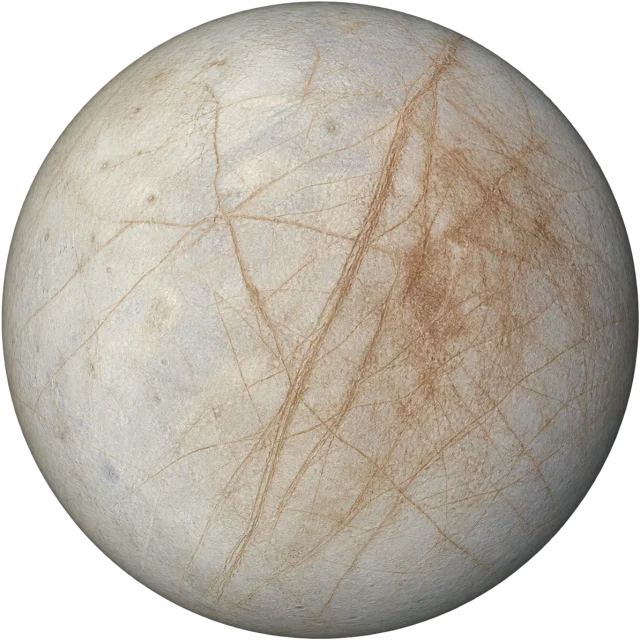 Scale illustration of Europa, calibrated to its mean diameter measurement.