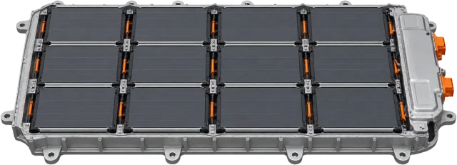 Scale illustration of Electric car battery, calibrated to its energy measurement.