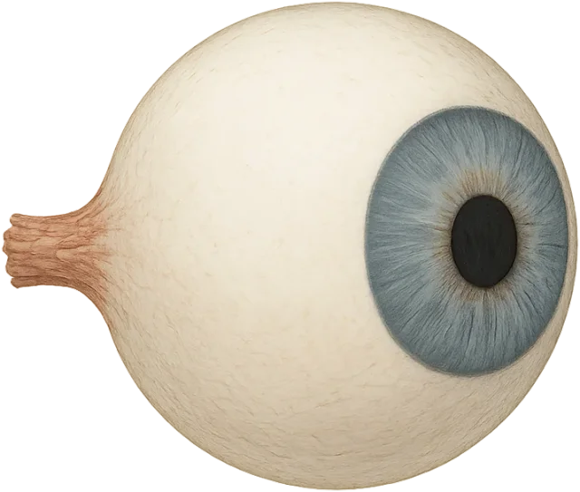 Scale illustration of Human eyeball, calibrated to its representative globe diameter measurement.