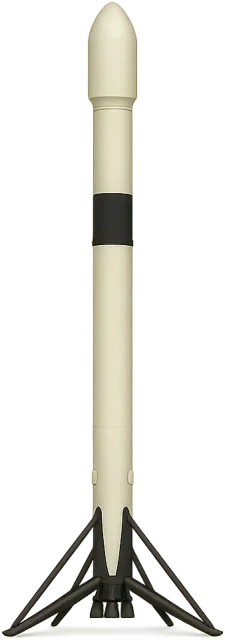 Scale illustration of Falcon 9, calibrated to its overall launch-vehicle height measurement.
