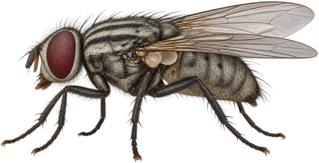 Scale illustration of Housefly, calibrated to its body length measurement.