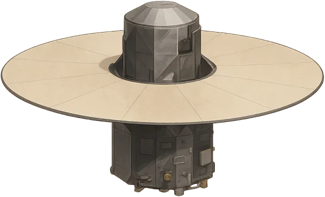 Scale illustration of Gaia spacecraft, calibrated to its approximate observatory height measurement.