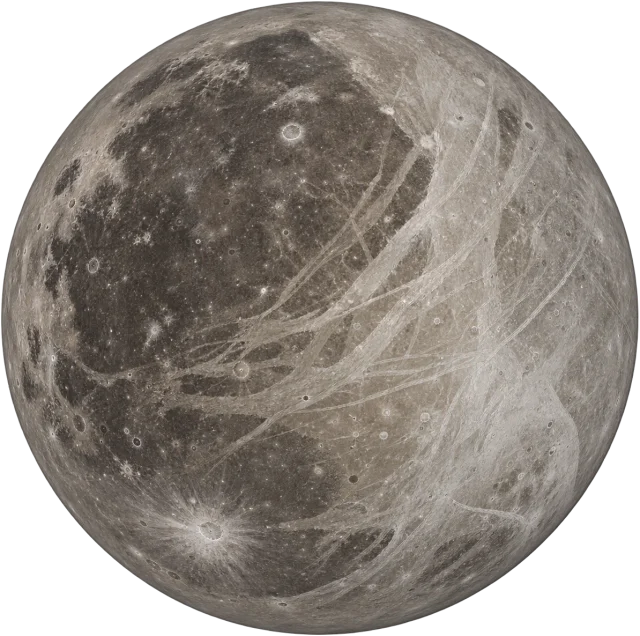Scale illustration of Ganymede, calibrated to its mean diameter measurement.