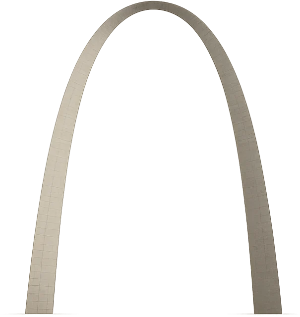 Scale illustration of Gateway Arch, calibrated to its overall height measurement.