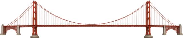 Scale illustration of Golden Gate Bridge tower, calibrated to its height measurement.