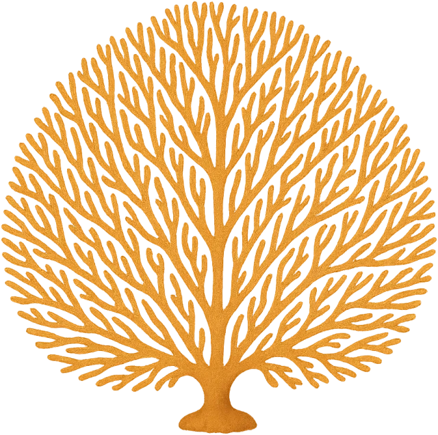 Scale illustration of Gorgonian sea fan, calibrated to its defined colony height measurement.