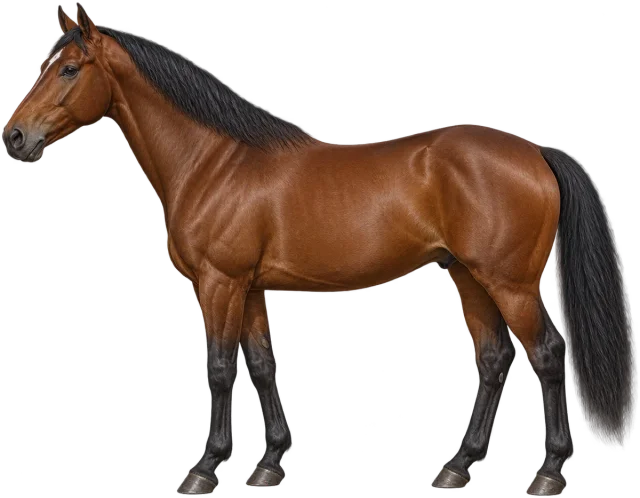 Scale illustration of Horse, calibrated to its body length measurement.