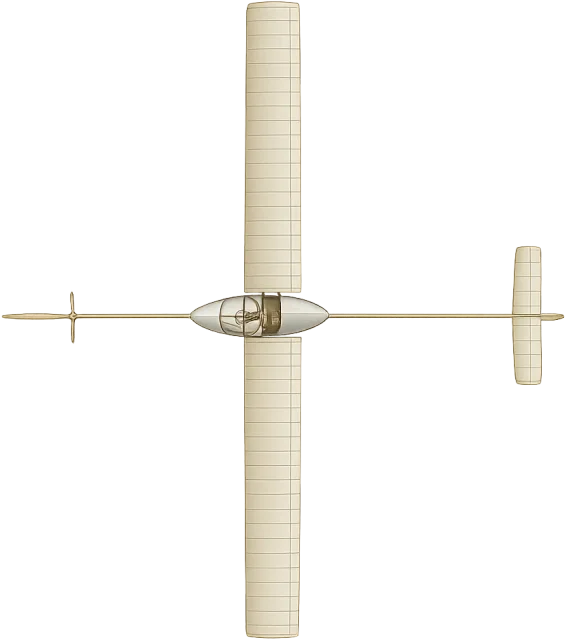 Scale illustration of Human-powered aircraft, calibrated to its gossamer albatross ii wingspan measurement.