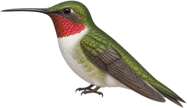 Scale illustration of Hummingbird, calibrated to its length measurement.