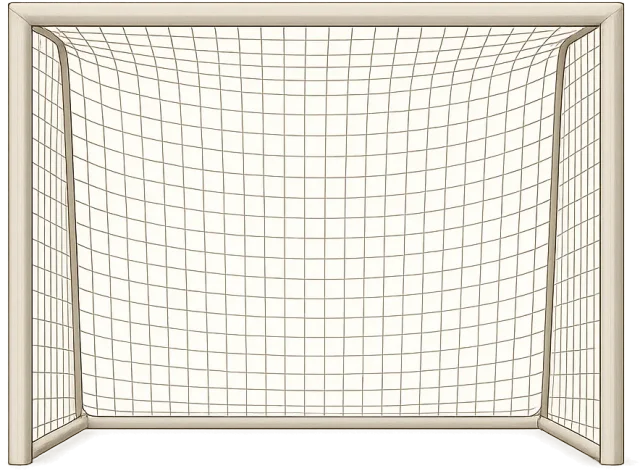 Scale illustration of Indoor futsal goal, calibrated to its regulation inside width measurement.
