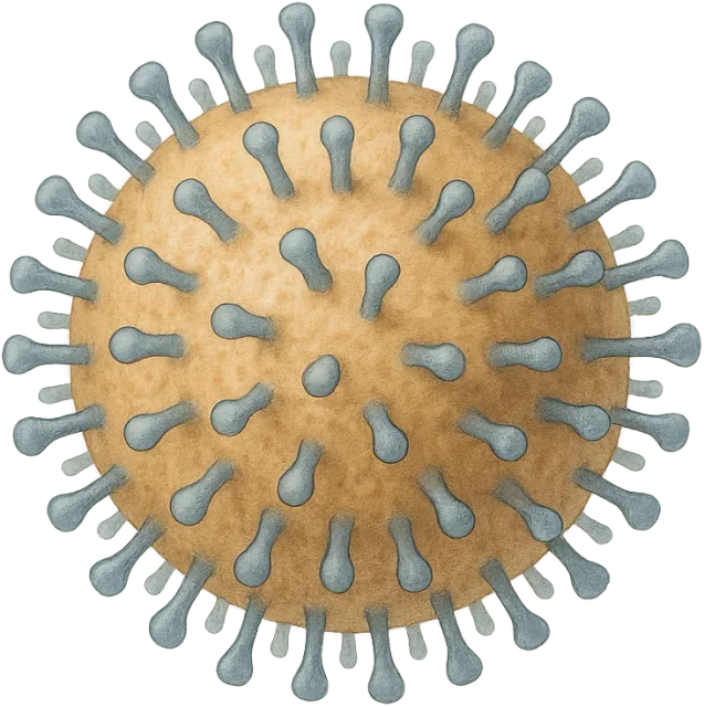 Scale illustration of Influenza virion, calibrated to its representative envelope diameter measurement.