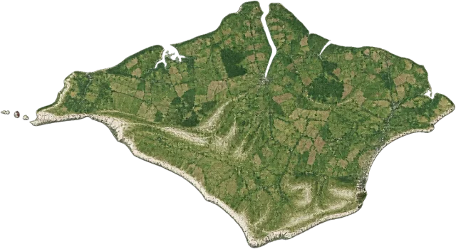 Scale illustration of Isle of Wight, calibrated to its area measurement.