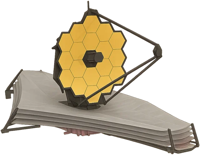 Scale illustration of James Webb Space Telescope, calibrated to its deployed sunshield length measurement.