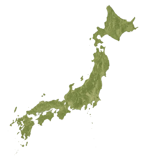 Scale illustration of Japan, calibrated to its area measurement.